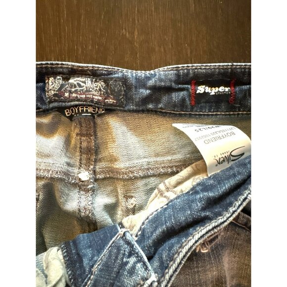 Silver Jeans Super Stretch Boyfriend Distressed Mid-Rise Cropped Jeans W29/L25 - Picture 3 of 11